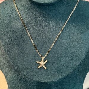 Starfish Necklace With Micro Pave Crystals & Gold Chain NEW!